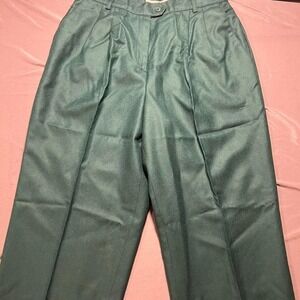 Jennifer Moore Womens Size 16 Dark Green 100% Wool Pleated Dress Pants Vintage